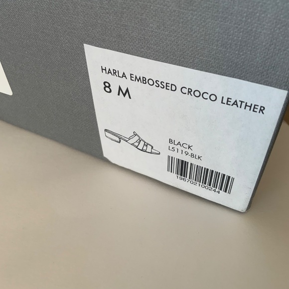 Aquatalia Harla Croco Caged Mule Sandals Black Leather Croc Embossed Shoes 8 - Picture 14 of 16